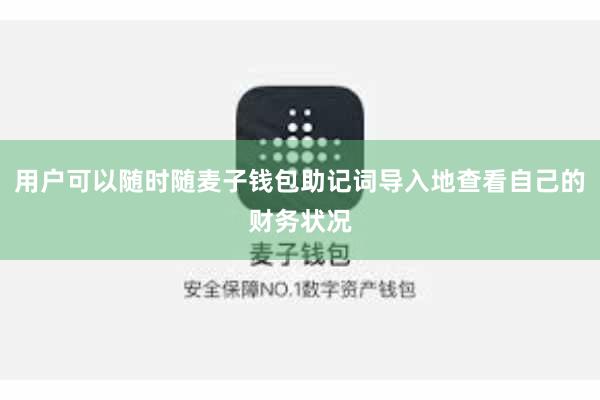 用户可以随时随麦子钱包助记词导入地查看自己的财务状况